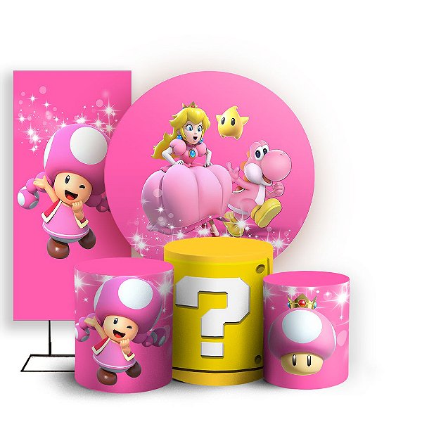 KIT Redondo Trio e Faixa - Peach Super Mario - Sublimado 3D