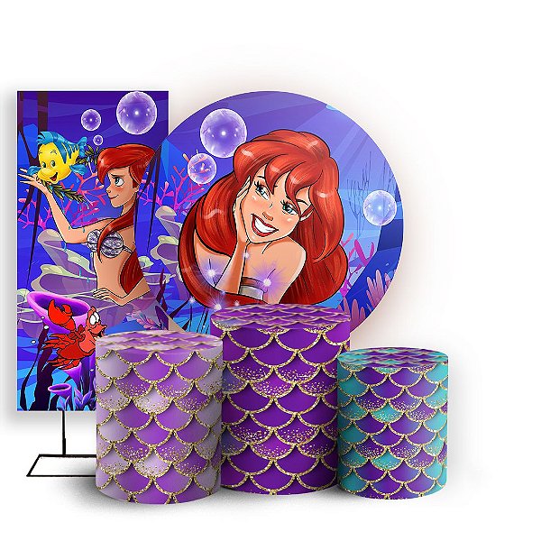 KIT Redondo Trio e Faixa - Ariel Escama Sereia - Sublimado 3D
