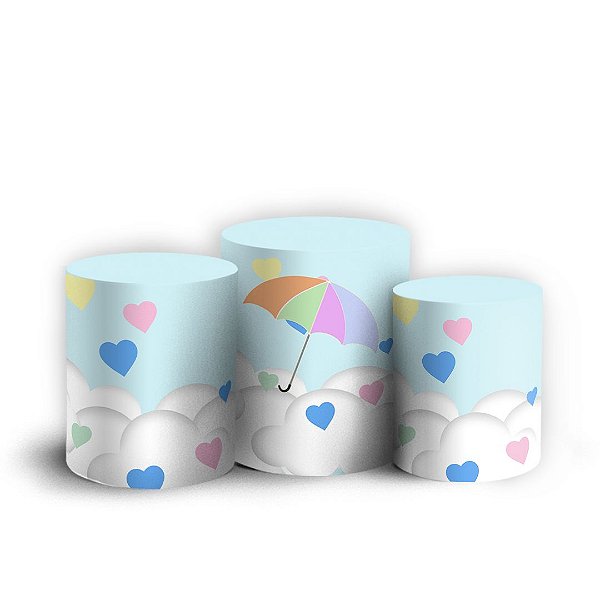 Trio Cilindro - Chuva de Amor - Sublimado 3D + Elástico