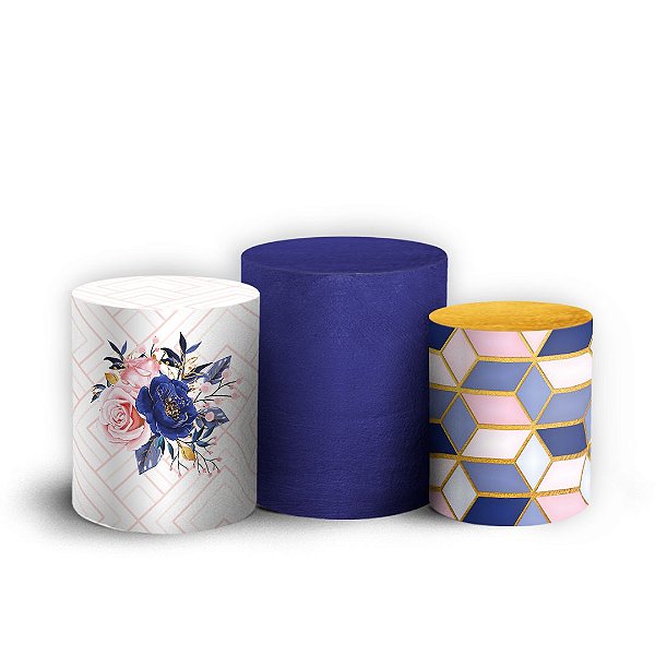 Trio Cilindro - Floral Geometrico - Sublimado 3D + Elástico
