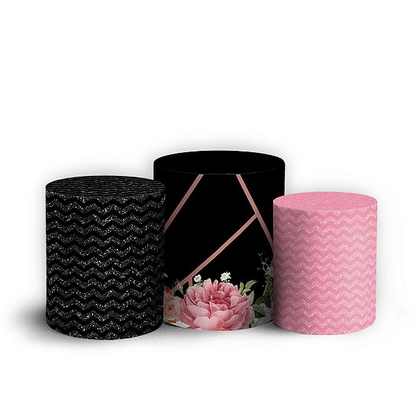 Trio Cilindro - Geometrico Floral - Sublimado 3D + Elástico