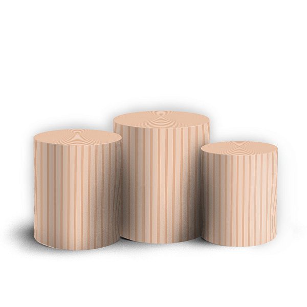 Trio Cilindro - Bohos Bege - Sublimado 3D + Elástico