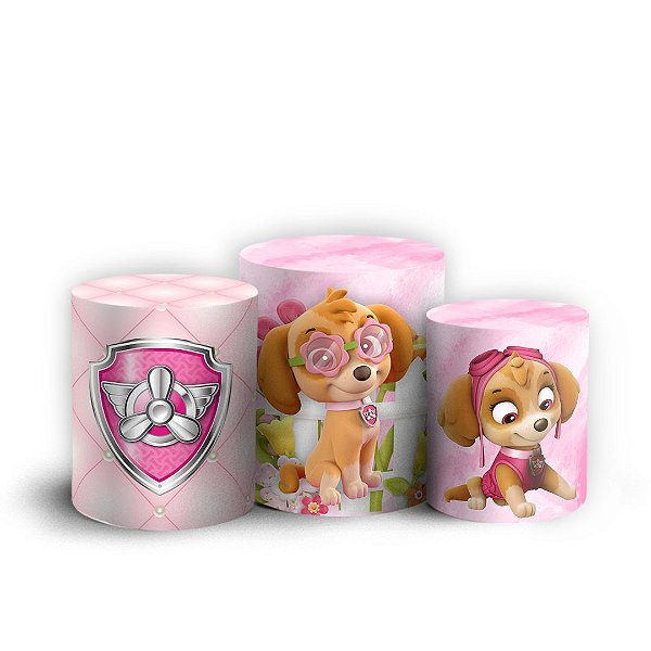 Trio Cilindro - Skye Patrulha Canina - Sublimado 3D + Elástico