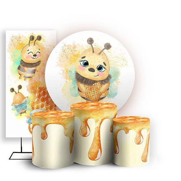 KIT Redondo Trio e Faixa - Abelha - Sublimado 3D