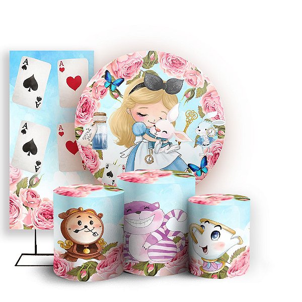 KIT Redondo Trio e Faixa - Alice Pais das Maravilhas - Sublimado 3D