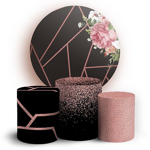 KIT Redondo e Trio - Glitter Floral - Sublimado 3D