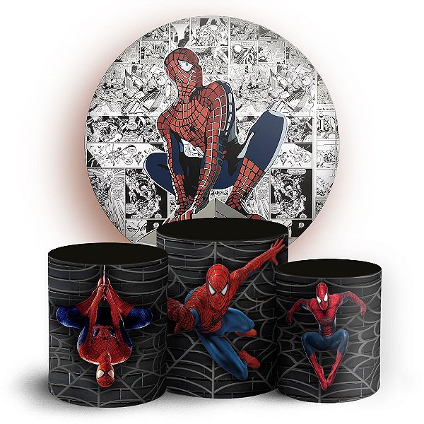 KIT Redondo e Trio - Homem Aranha - Sublimado 3D