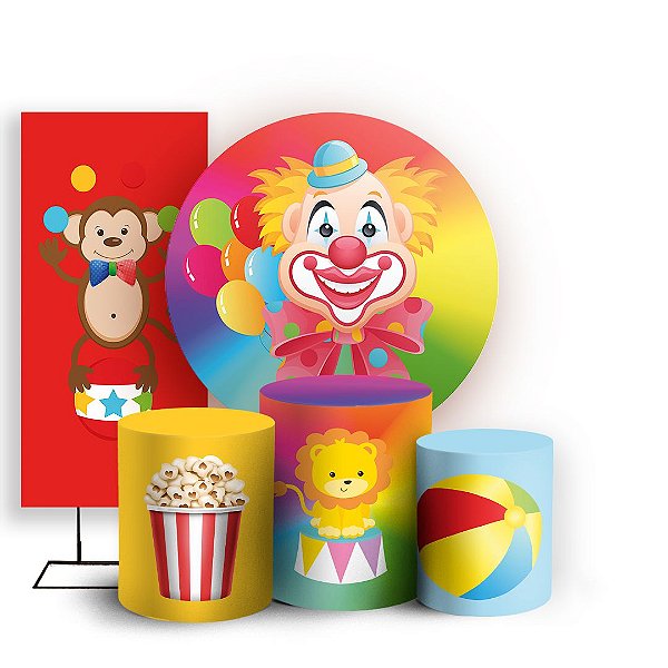 KIT Redondo Trio e Faixa - Circo Palhaço - Sublimado 3D
