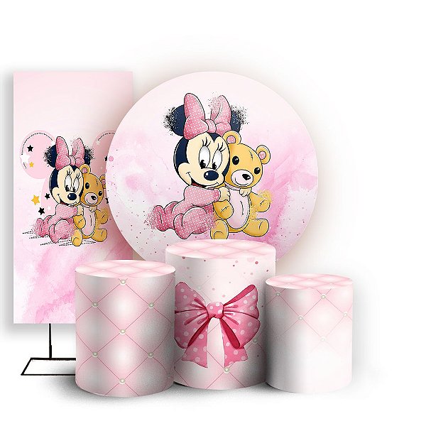 KIT Redondo Trio e Faixa - MInnie Baby - Sublimado 3D