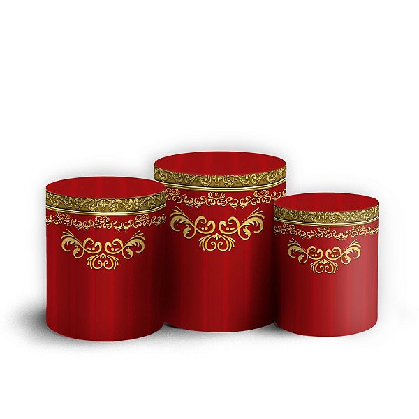 Trio Cilindro - Realeza Vermelho - Sublimado 3D + Elástico