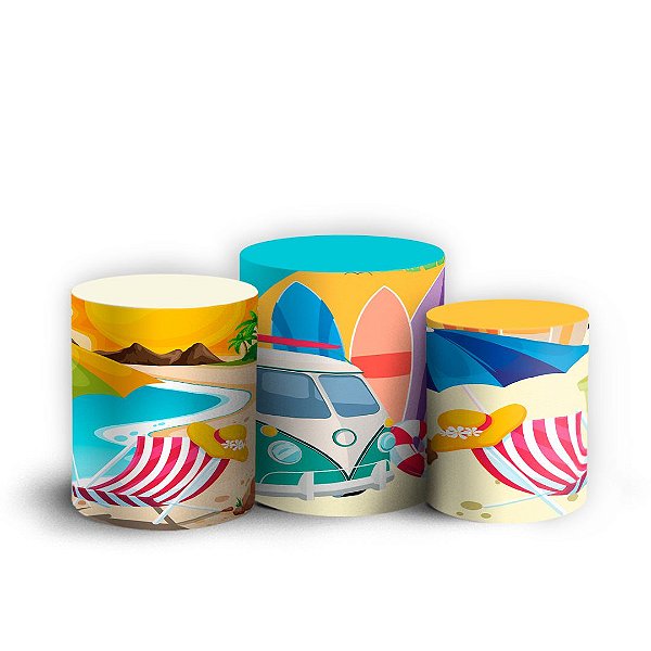 Trio Cilindro - Praia - Sublimado 3D + Elástico