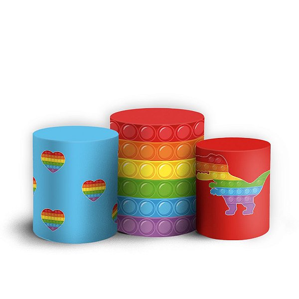 Trio Cilindro - Pop It - Sublimado 3D + Elástico