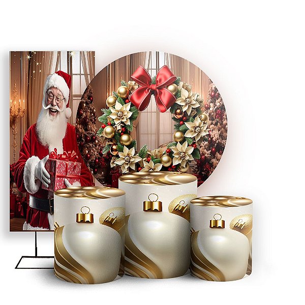 KIT Redondo Trio e Faixa - Natal Ano Novo - Sublimado 3D