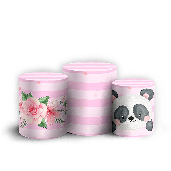Trio Cilindro - Panda - Sublimado 3D + Elástico