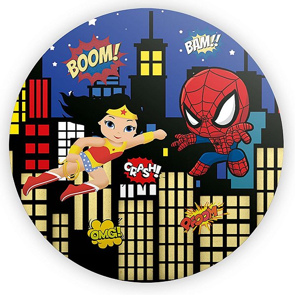 Painel Redondo - Herois - Sublimado 3D