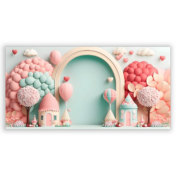 Painel Retangular - Fundo Fotografico Balao - Sublimado 3D