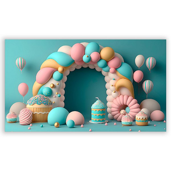 Painel Retangular - Fundo Fotografico Balao - Sublimado 3D