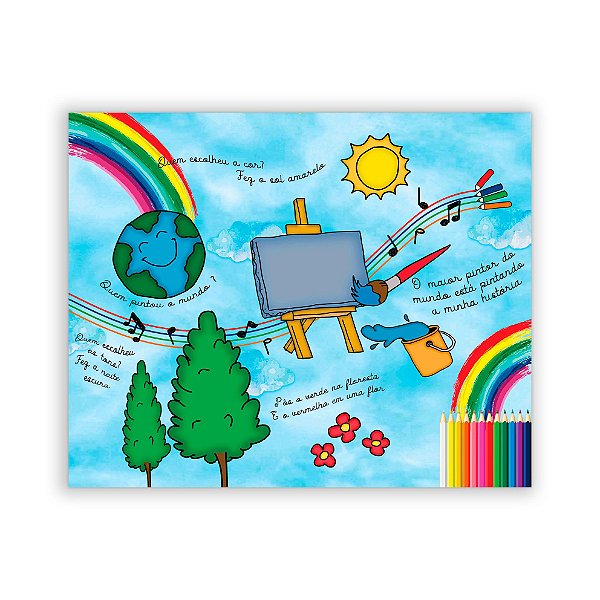 Painel Quadrado - ABC Aquarela - Sublimado 3D