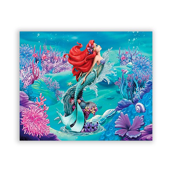 Painel Quadrado - Ariel Pequena Sereia - Sublimado 3D