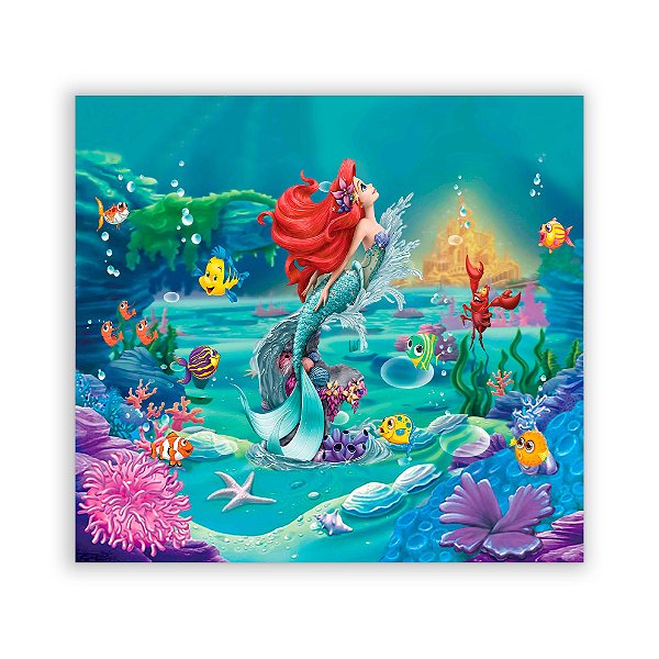 Painel Quadrado - Ariel Pequena Sereia - Sublimado 3D