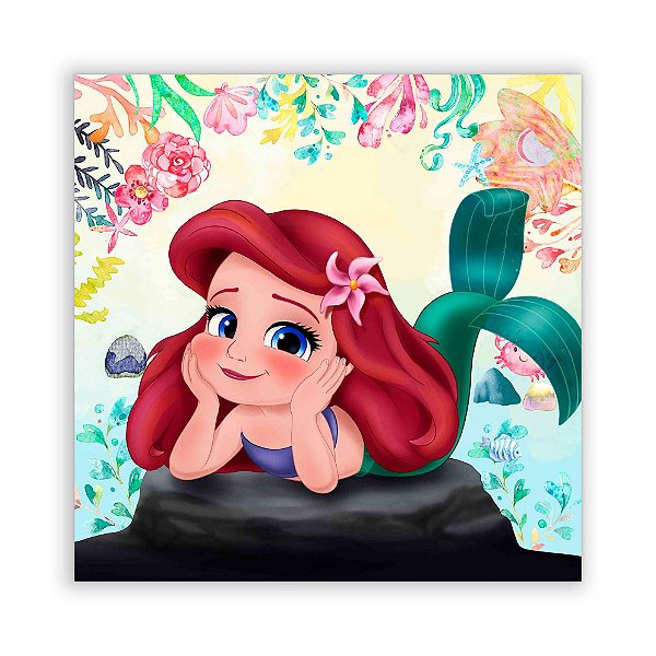 Painel Quadrado - Ariel Pequena Sereia - Sublimado 3D