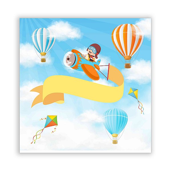Painel Quadrado - Aviador Balão - Sublimado 3D