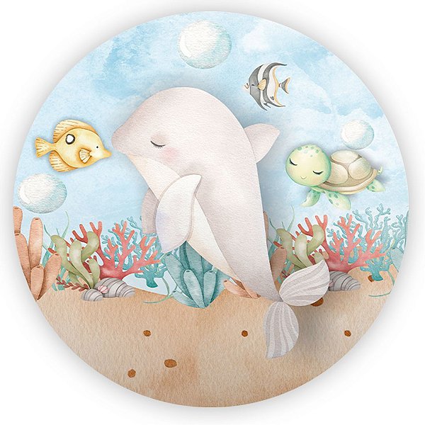 Painel Redondo - Fundo do Mar - Sublimado 3D