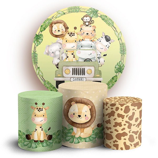 KIT Redondo e Trio - Safari Animais - Sublimado 3D