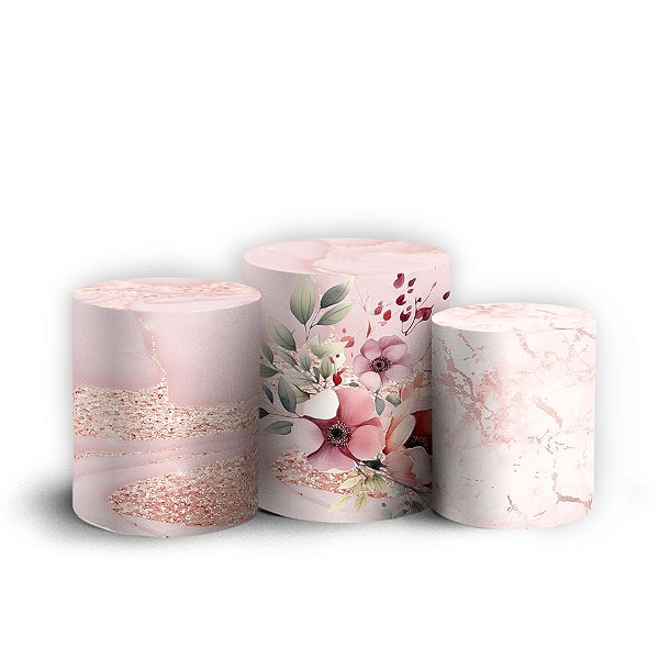 Trio Cilindro - Floral - Sublimado 3D + Elástico