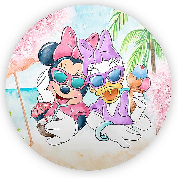Painel Redondo - Minnie Pool Party - Sublimado 3D