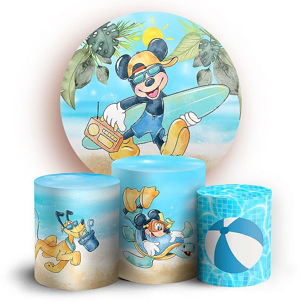 KIT Redondo e Trio - Mickey Pool Party - Sublimado 3D