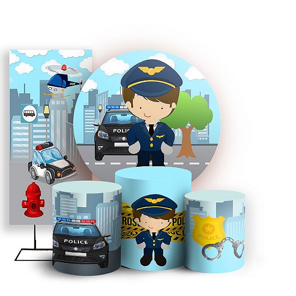 KIT Redondo Trio e Faixa - Policia Baby - Sublimado 3D