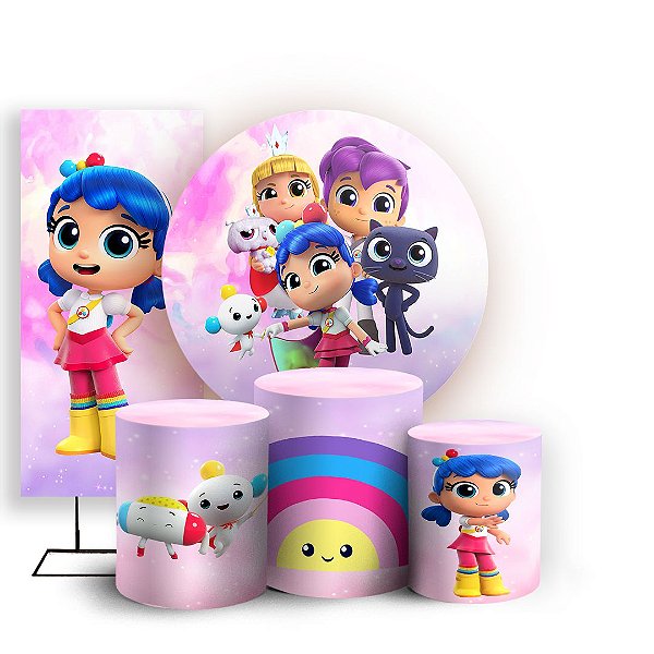 KIT Redondo Trio e Faixa - Vera No Reino Do Arco Iris - Sublimado 3D