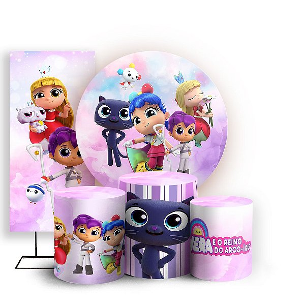 KIT Redondo Trio e Faixa - Vera No Reino Do Arco Iris - Sublimado 3D