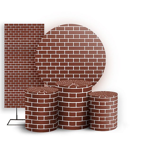 KIT Redondo Trio e Faixa - Tijolos - Sublimado 3D