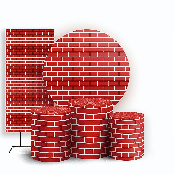 KIT Redondo Trio e Faixa - Tijolos - Sublimado 3D