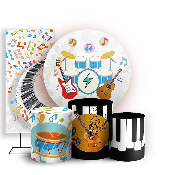 KIT Redondo Trio e Faixa - Nota Musical - Sublimado 3D