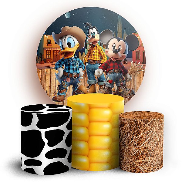 KIT Redondo e Trio - Mickey Fazendinha - Sublimado 3D
