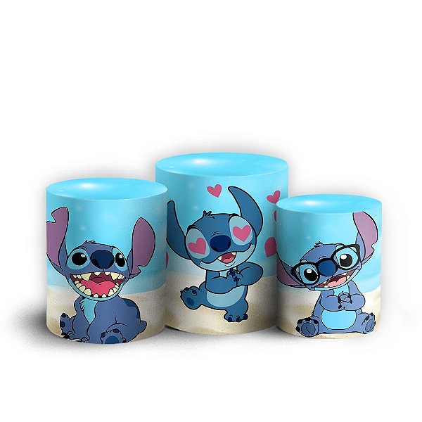Trio Cilindro - Stitch - Sublimado 3D + Elástico