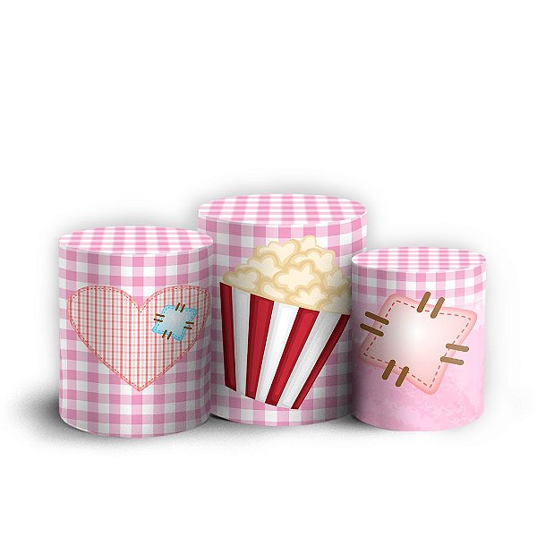 Trio Cilindro - Festa Junina - Sublimado 3D + Elástico