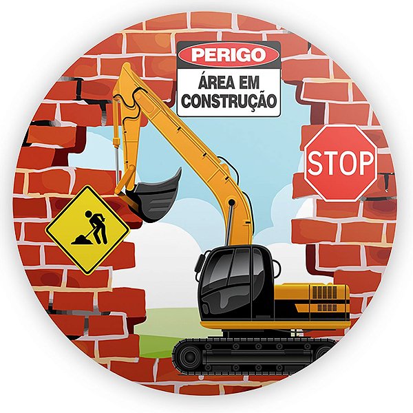 Painel Redondo - Construcao - Sublimado 3D