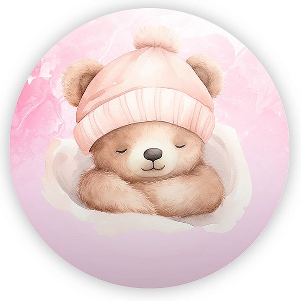 Painel Redondo - Ursinha Rosa - Sublimado 3D