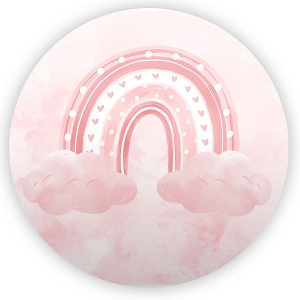 Painel Redondo - Arco Iris Rosa - Sublimado 3D