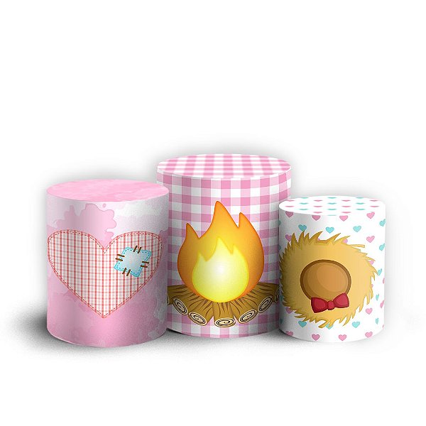 Trio Cilindro - Festa Junina - Sublimado 3D + Elástico