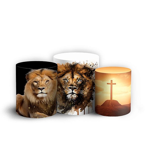 Trio Cilindro - Jesus Leao De Juda - Sublimado 3D + Elástico