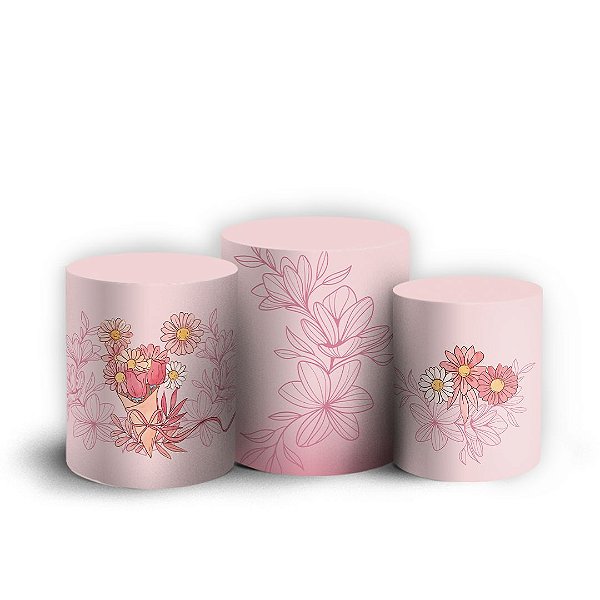 Trio Cilindro - Dia das Mães - Sublimado 3D + Elástico