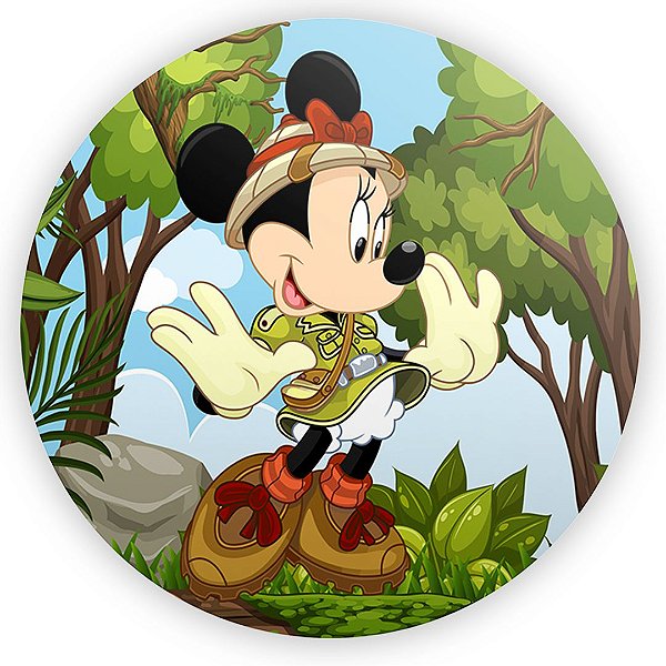Painel Redondo - Minnie Safari - Sublimado 3D