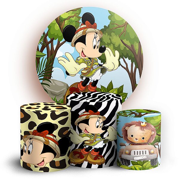 KIT Redondo e Trio - Minnie Safari - Sublimado 3D