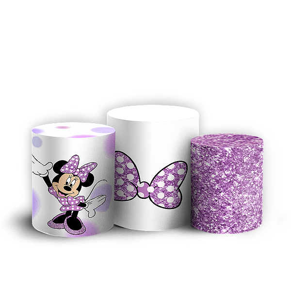 Trio Cilindro - Minnie Lilas - Sublimado 3D + Elástico
