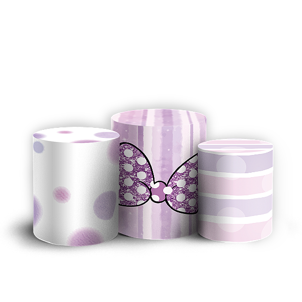 Trio Cilindro - Minnie Lilas - Sublimado 3D + Elástico